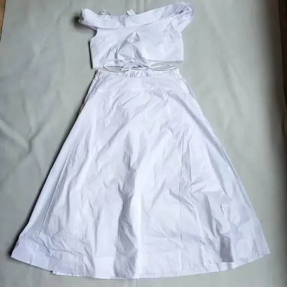 NWT$500 Jonathan Simkhai White Ansley Off-The-Shoulder Shirt Midi Dress Sz Large - Picture 14 of 16